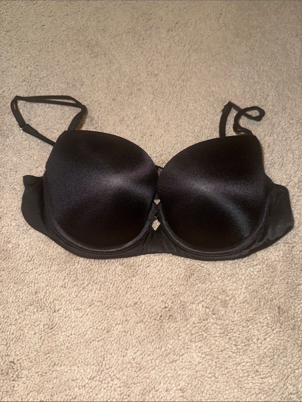 Victoria's Secret Black Satin Push-Up Bra - Smooth Contour